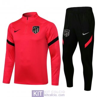 Atletico De Madrid Formazione Felpa Red + Pantaloni Black 2021/2