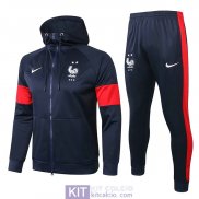 Francia Giacca Cappuccio Navy Red + Pantaloni 2020/2021