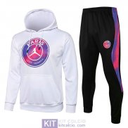 PSG x Jordan Felpa Cappuccio White I+ Pantaloni Black 2021/2022