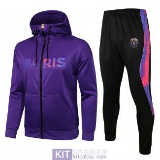 PSG x Jordan Giacca Cappuccio Purple+ Pantaloni Black 2021/2022