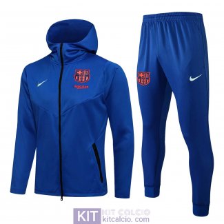 Barcelona Giacca Cappuccio Blue + Pantaloni Blue 2021/2022