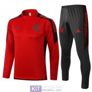 Flamengo Formazione Felpa Red + Pantaloni Black 2021/2022