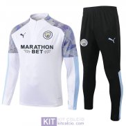 Manchester City Formazione Felpa White + Pantaloni 2020/2021