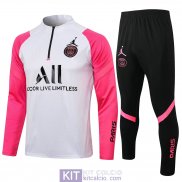PSG x Jordan Formazione Felpa White Pink + Pantaloni Black 2021/
