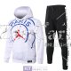 PSG x JORDAN Felpa Cappuccio White + Pantaloni Black 2020/2021
