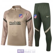 Atletico De Madrid Formazione Felpa Khaki + Pantaloni 2020/2021