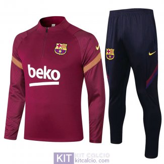 Barcelona Formazione Felpa Burgundy + Pantaloni 2020/2021