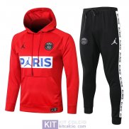 PSG x JORDAN Felpa Cappuccio Red + Pantaloni 2020/2021