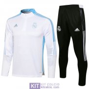 Real Madrid Formazione Felpa White II + Pantaloni Black II 2021/