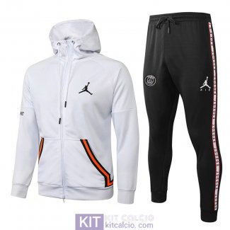 PSG x Jordan Giacca Cappuccio White Orange + Pantaloni 2020/2021